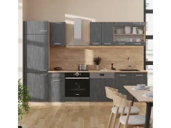 Mueble de cocina hormigón negro/roble dorado 300x46x81.6 r-line