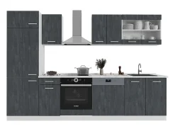 Mueble de cocina hormigón negro/blanco 300x60x81.6 r-line