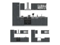 Mueble de cocina hormigón negro/blanco 300x60x81.6 r-line