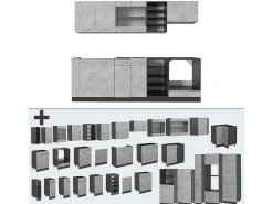 Mueble de cocina hormigón/antracita 240x60x81.6 r-line