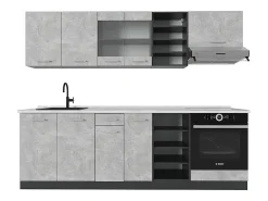 Mueble de cocina hormigón/antracita 240x60x81.6 r-line