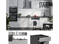 Mueble de cocina hormigón/antracita 300x46x81.6 r-line