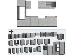 Mueble de cocina hormigón/antracita 300x46x81.6 r-line