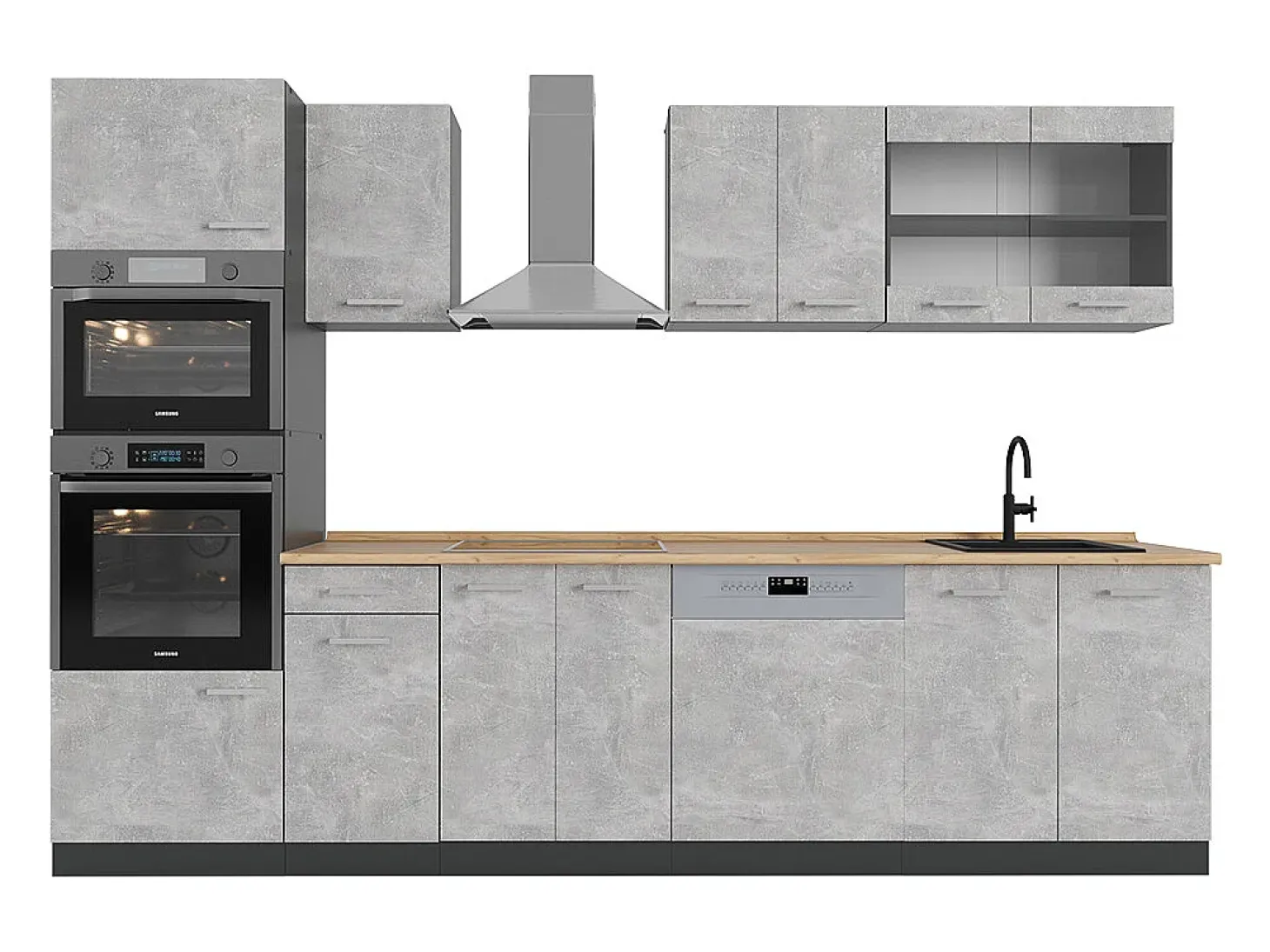 Mueble de cocina hormigón/antracita 300x46x81.6 r-line