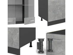 Mueble de cocina hormigón/antracita 300x46x81.6 r-line