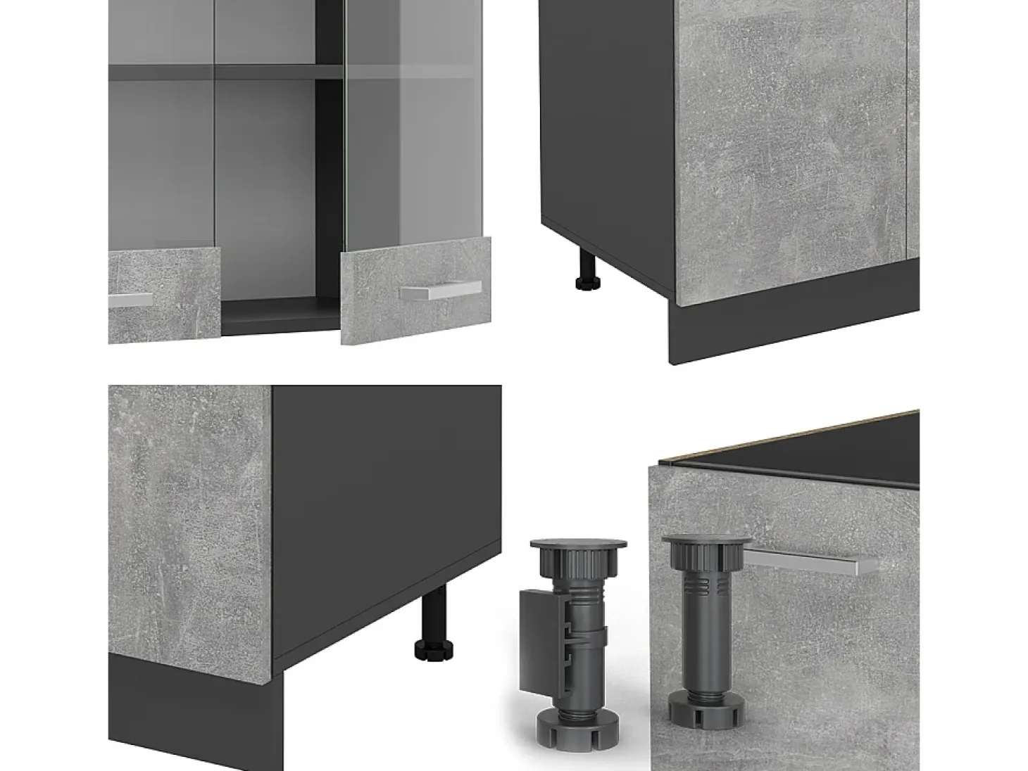 Mueble de cocina hormigón/antracita 300x46x81.6 r-line