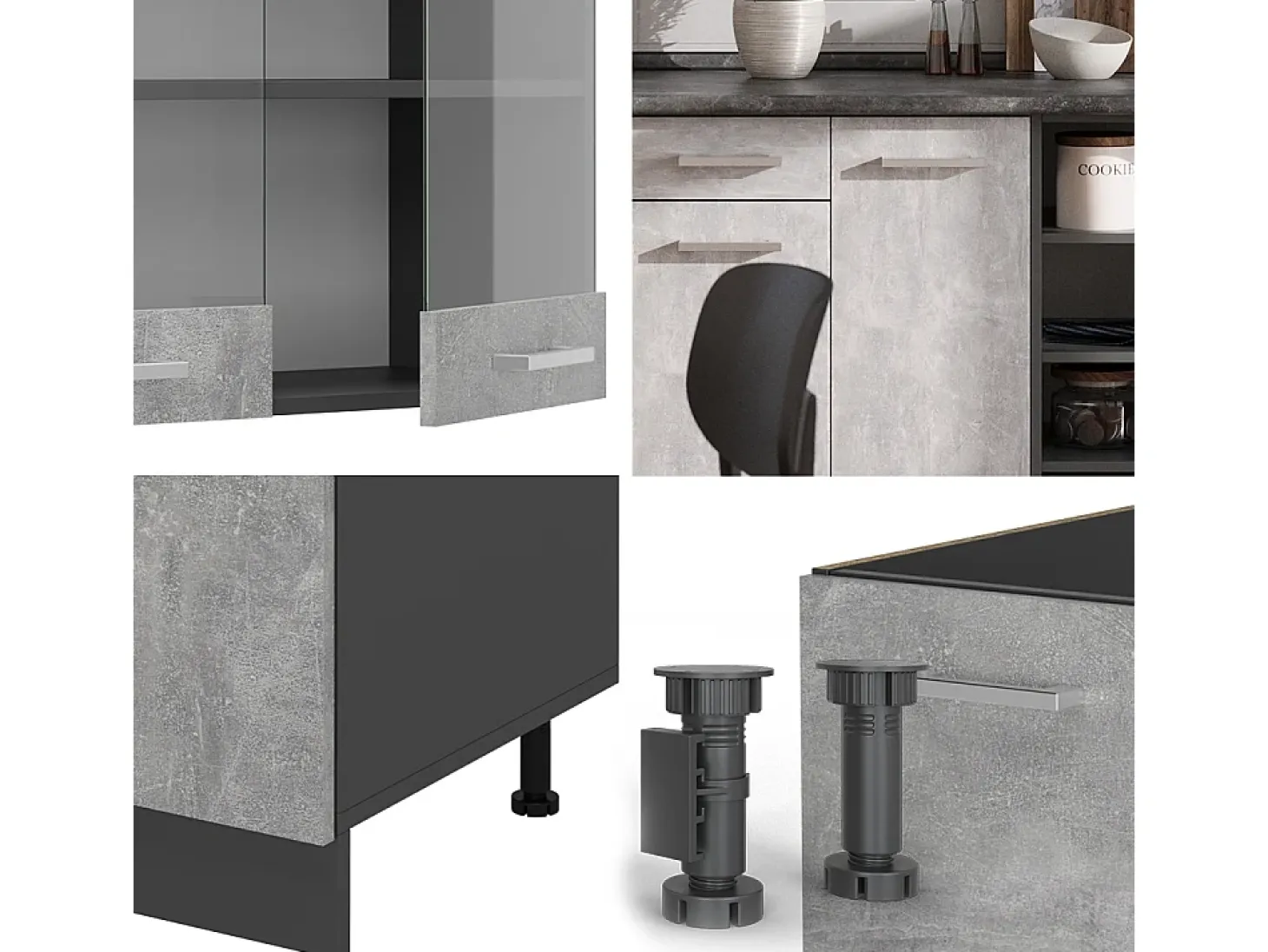 Mueble de cocina hormigón/antracita 240x46x81.6 r-line