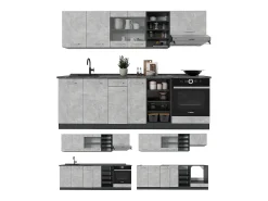 Mueble de cocina hormigón/antracita 240x60x81.6 r-line