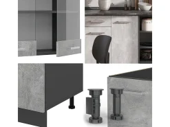 Mueble de cocina hormigón/antracita 240x60x81.6 r-line