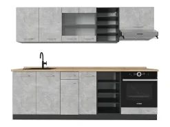 Mueble de cocina hormigón/antracita 240x60x81.6 r-line