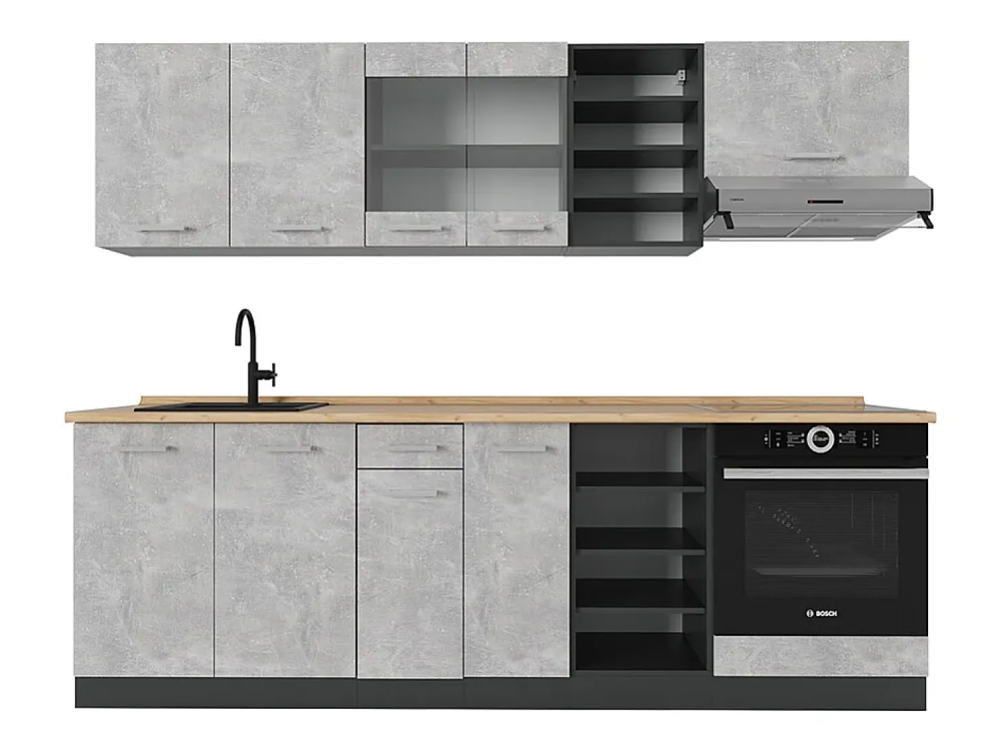 Mueble de cocina hormigón/antracita 240x60x81.6 r-line