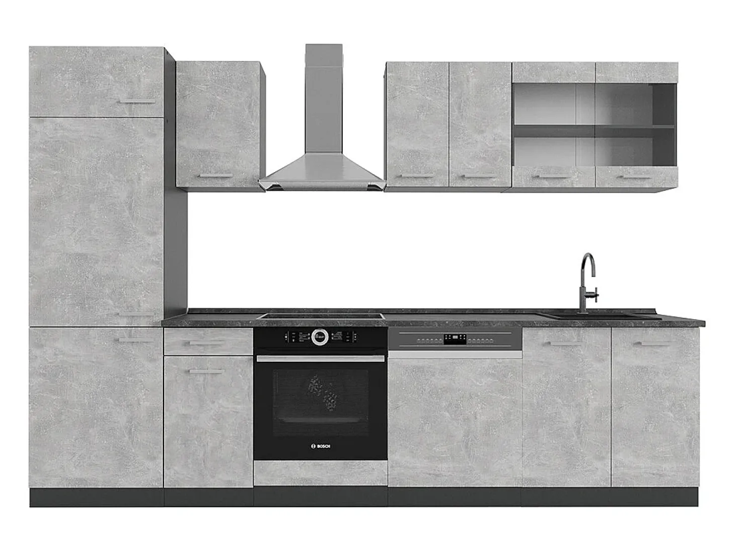 Mueble de cocina hormigón/antracita 300x60x81.6 r-line