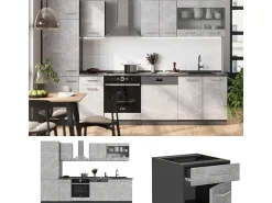 Mueble de cocina hormigón/antracita 300x60x81.6 r-line