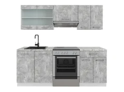 Mueble de cocina hormigón/blanco 200x60x81.6 r-line
