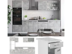 Mueble de cocina hormigón/blanco 300x60x81.6 r-line
