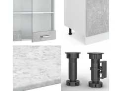 Mueble de cocina hormigón/blanco 300x60x81.6 r-line