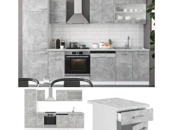 Mueble de cocina hormigón/blanco 300x60x81.6 r-line