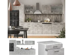 Mueble de cocina hormigón/blanco 350x60x81.6 r-line