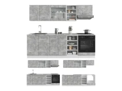 Mueble de cocina hormigón/blanco 240x46x81.6 r-line