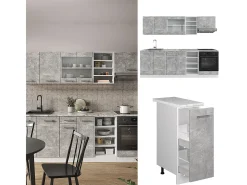 Mueble de cocina hormigón/blanco 240x46x81.6 r-line