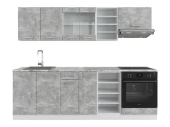 Mueble de cocina hormigón/blanco 240x46x81.6 r-line