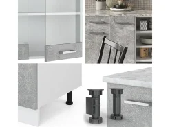 Mueble de cocina hormigón/blanco 240x46x81.6 r-line