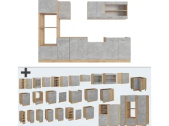Mueble de cocina hormigón/roble dorado 300x60x81.6 r-line