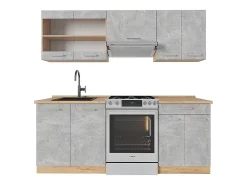 Mueble de cocina hormigón/roble dorado 200x46x81.6 r-line
