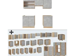 Mueble de cocina hormigón/roble dorado 200x46x81.6 r-line