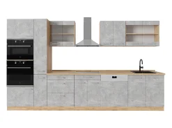 Mueble de cocina hormigón/roble dorado 350x46x81.6 r-line