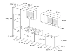 Mueble de cocina hormigón/roble dorado 350x46x81.6 r-line