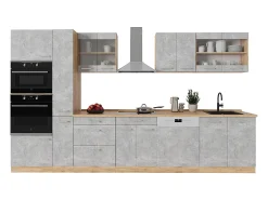 Mueble de cocina hormigón/roble dorado 350x46x81.6 r-line