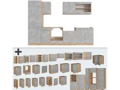 Mueble de cocina hormigón/roble dorado 300x46x81.6 r-line