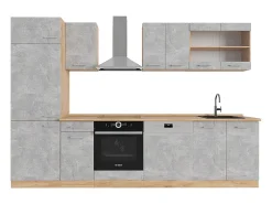 Mueble de cocina hormigón/roble dorado 300x46x81.6 r-line