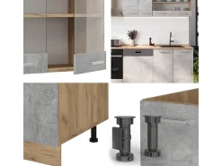 Mueble de cocina hormigón/roble dorado 300x46x81.6 r-line
