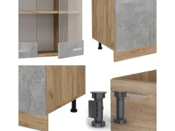Mueble de cocina hormigón/roble dorado 300x46x81.6 r-line