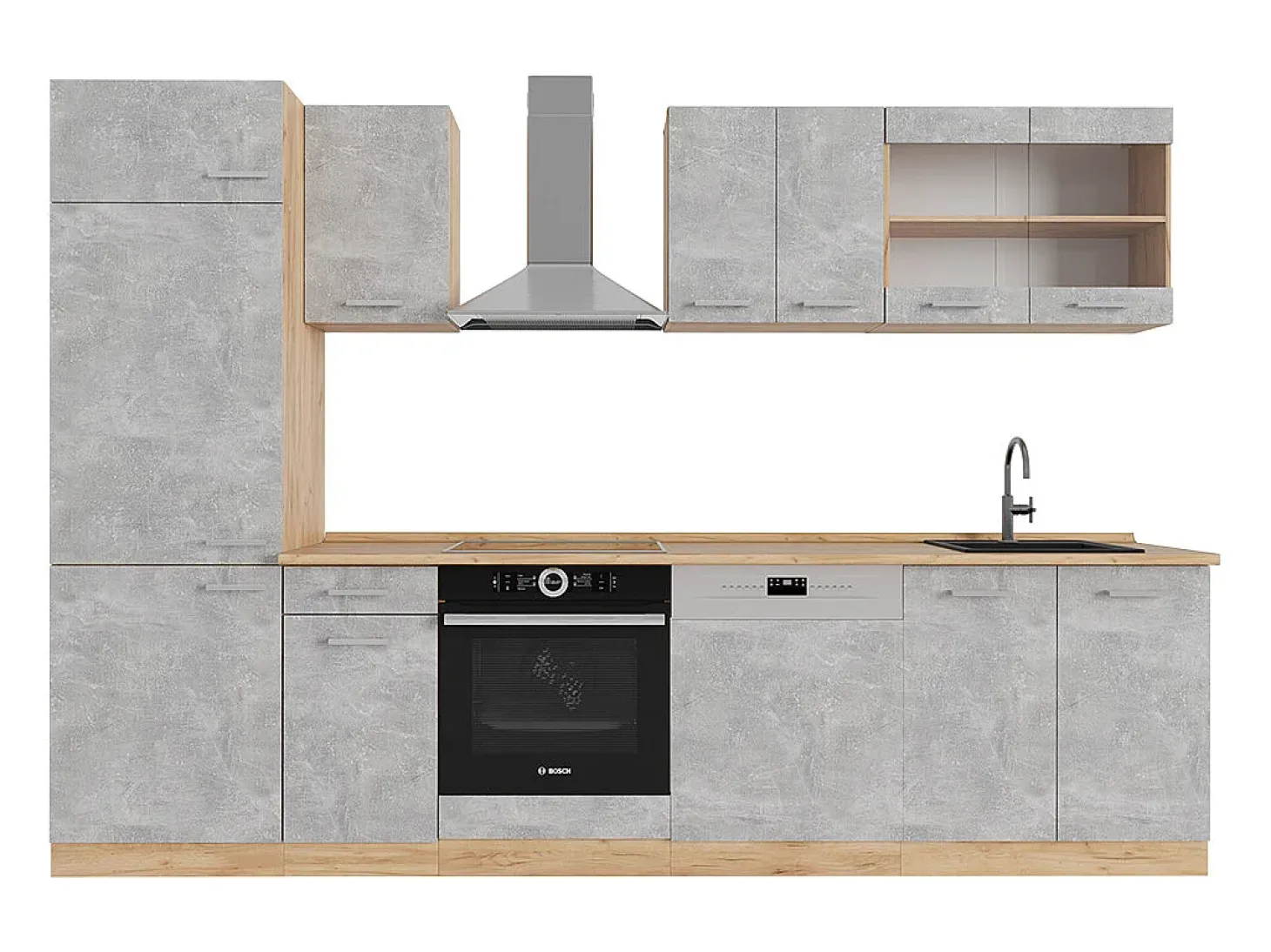 Mueble de cocina hormigón/roble dorado 300x60x81.6 r-line
