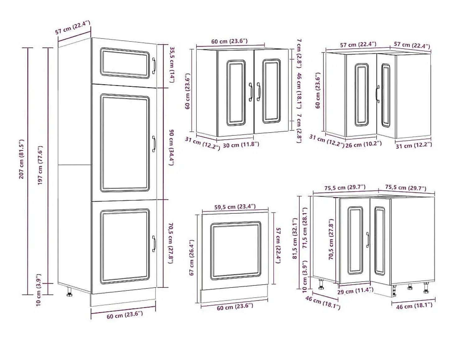 Mueble de cocina Kalmar 14 piezas artesanal roble