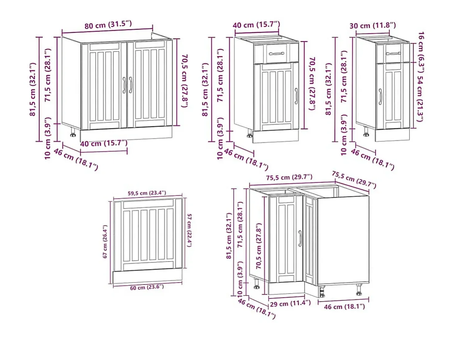 Mueble de cocina Kalmar 11 piezas artesanal roble