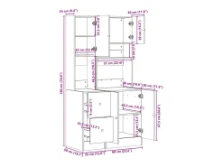 Mueble de cocina madera de ingeniería gris Sonoma 95x50x180 cm