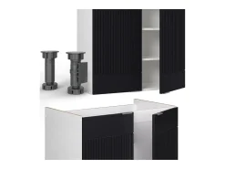 Mueble de cocina negro a rayas/blanco 200x46x81.6 fame-line