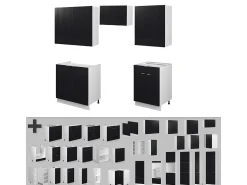 Mueble de cocina negro a rayas/blanco 200x46x81.6 fame-line