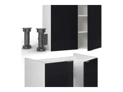 Mueble de cocina negro a rayas/blanco 235x60x81.6 fame-line
