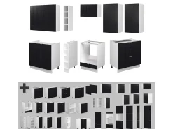 Mueble de cocina negro a rayas/blanco 235x60x81.6 fame-line
