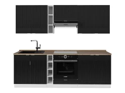 Mueble de cocina negro a rayas/blanco 235x60x81.6 fame-line