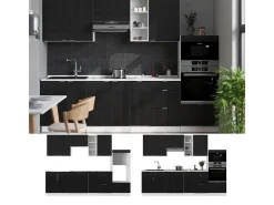 Mueble de cocina negro a rayas/blanco 280x46x81.6 fame-line