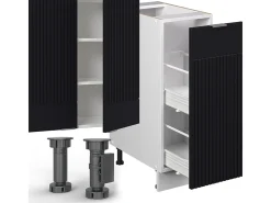 Mueble de cocina negro a rayas/blanco 280x46x81.6 fame-line