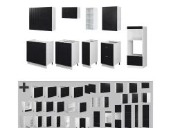 Mueble de cocina negro a rayas/blanco 280x46x81.6 fame-line