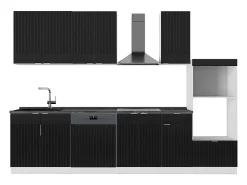 Mueble de cocina negro a rayas/blanco 300x60x81.6 fame-line