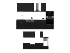 Mueble de cocina negro a rayas/blanco 300x60x81.6 fame-line
